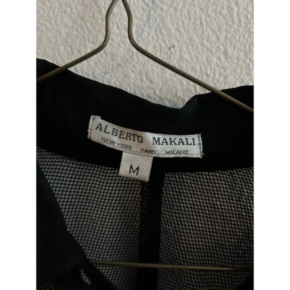 Alberto Makali Sheer Leopard Print Blouse Mesh Sleeve Size M - Picture 6 of 7